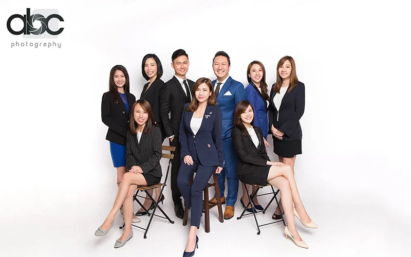 Family portrait with white background.