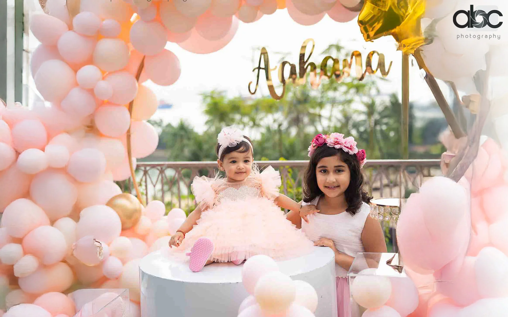 Photoshoot celebrating a baby girl's first birthday