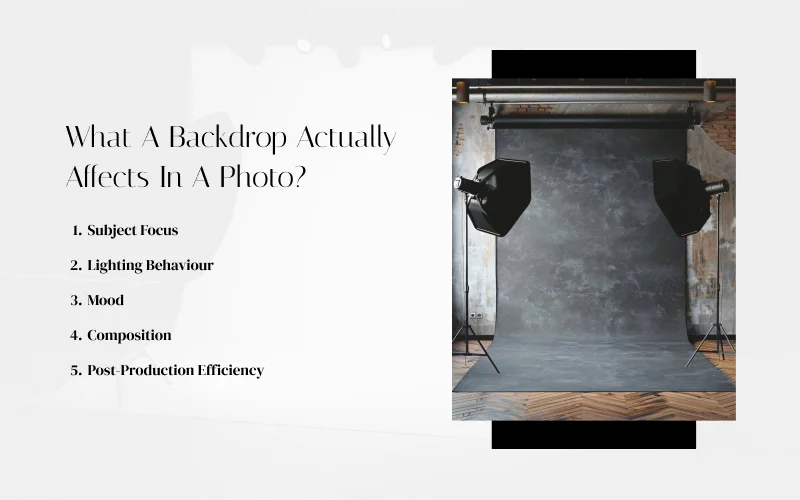 Infographic listing five ways a backdrop affects a photo.
