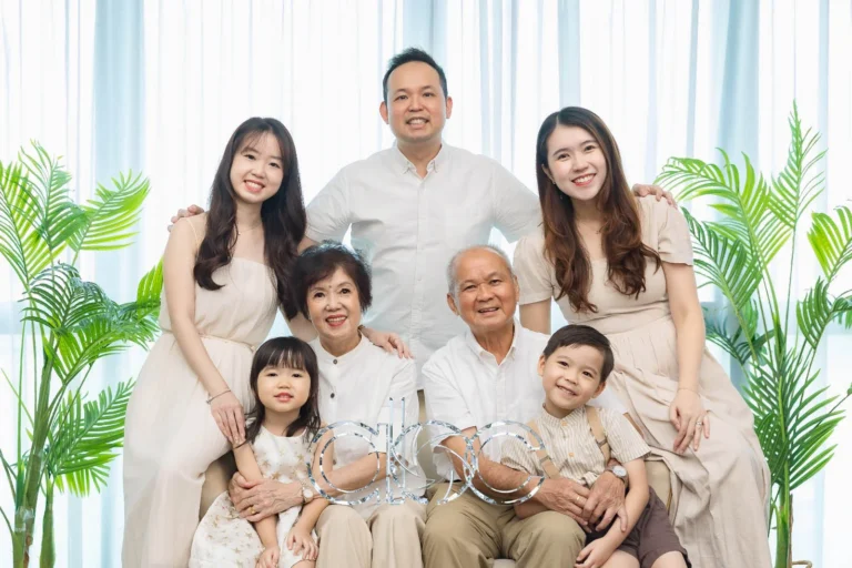 Multi-generation family portrait Singapore studio