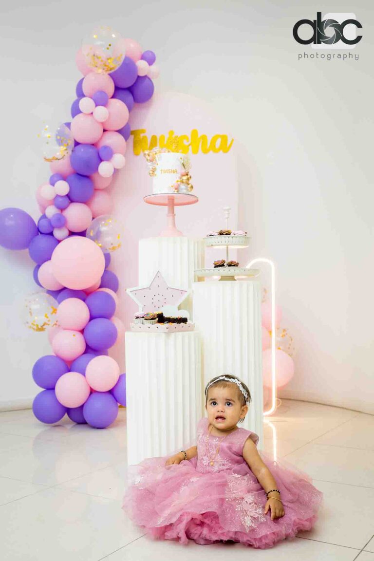 Girl in pink dress birthday photoshoot Singapore