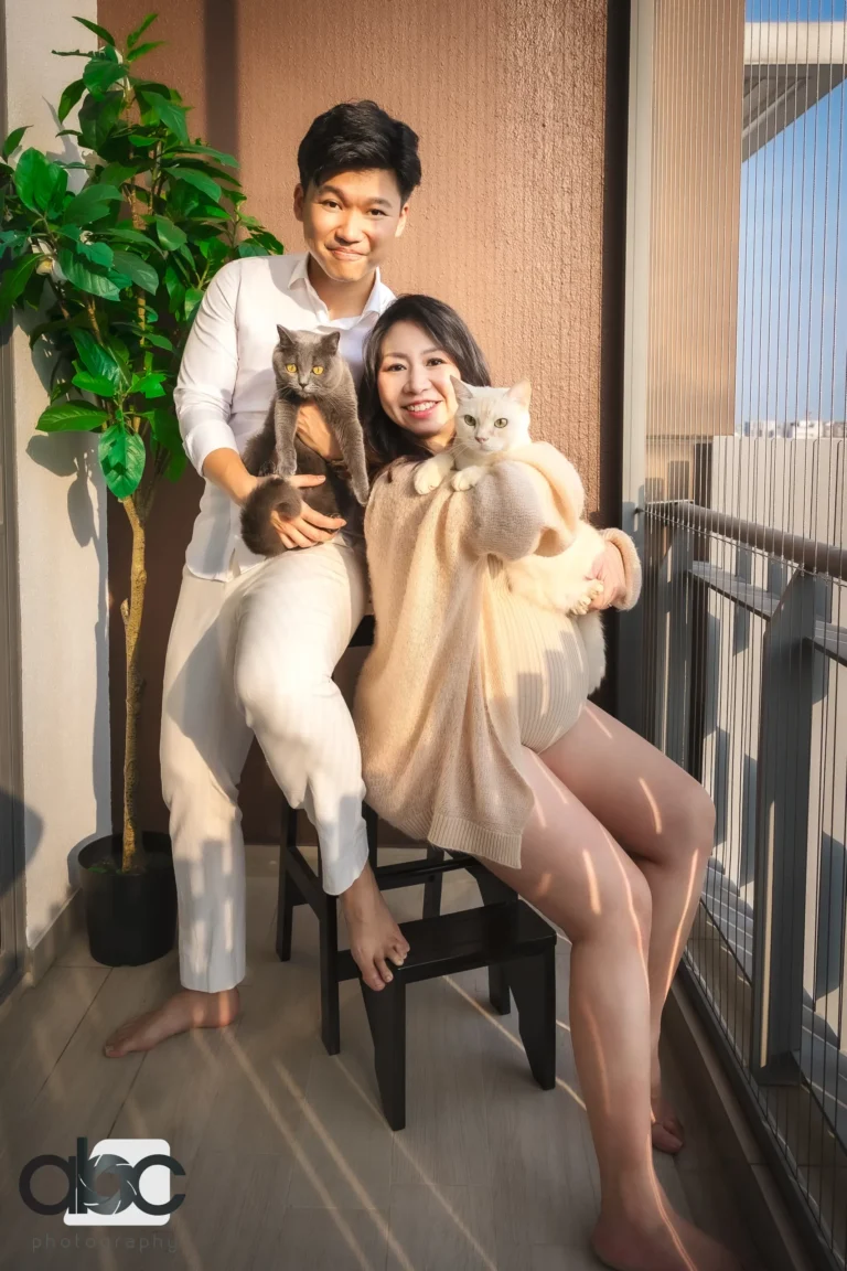 Family maternity photoshoot with pet dog Singapore