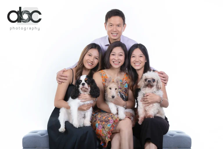 Family photoshoot with pet dogs