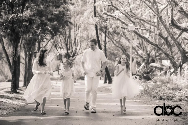 Black and white outdoor family photoshoot Singapore
