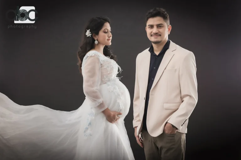 Couple maternity photoshoot Singapore flowing gown