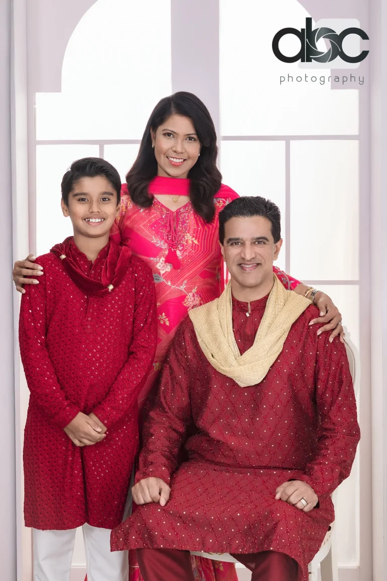 Family portrait in festive attire