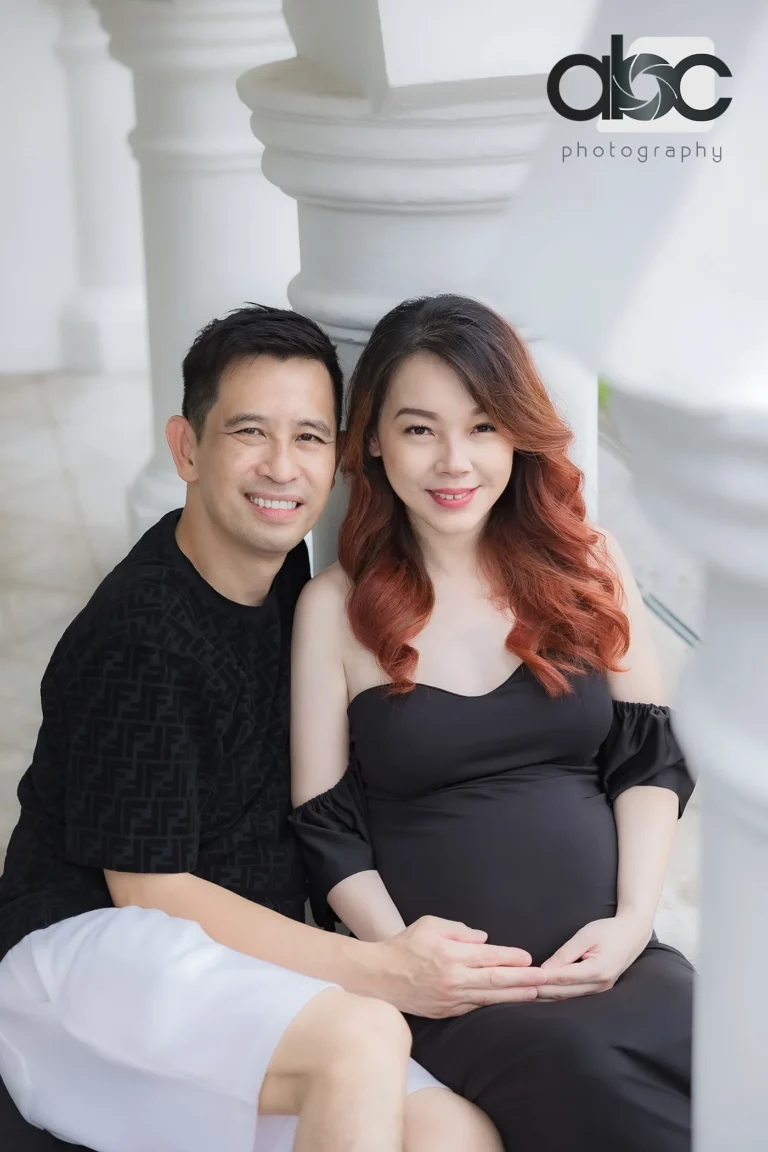 Couple pregnancy portrait in studio