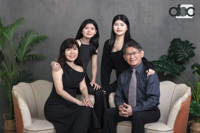 Family portrait studio Singapore with black outfits