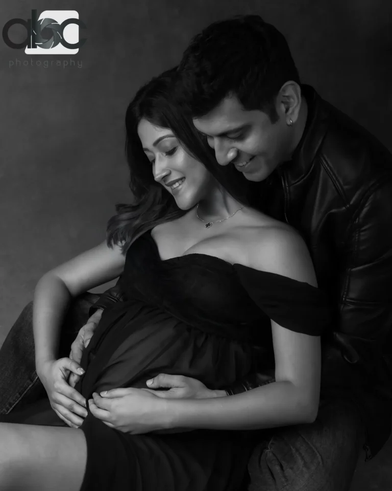 Black and white couple maternity portrait