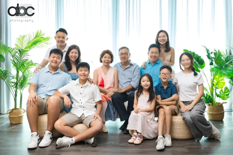 Three-generation family photo studio