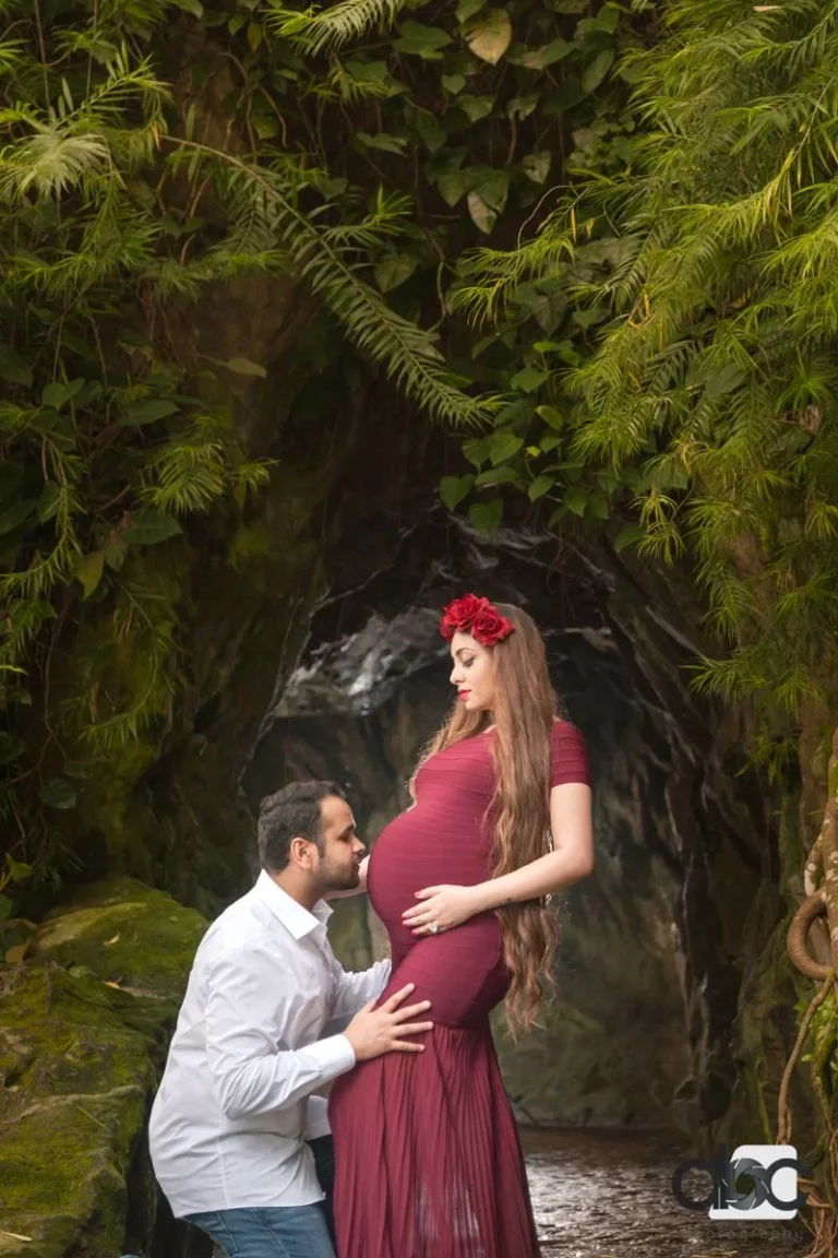 Couple pregnancy outdoor photoshoot in forest