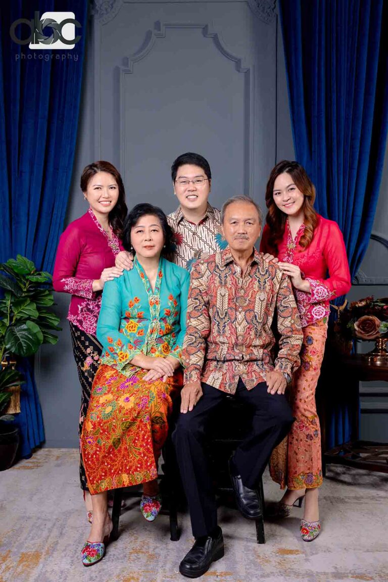 Family portrait in traditional batik attire