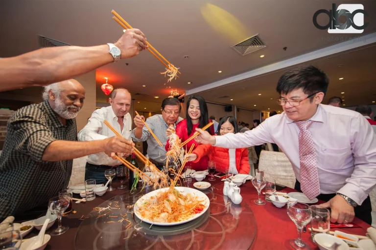 Yu sheng toss at corporate event