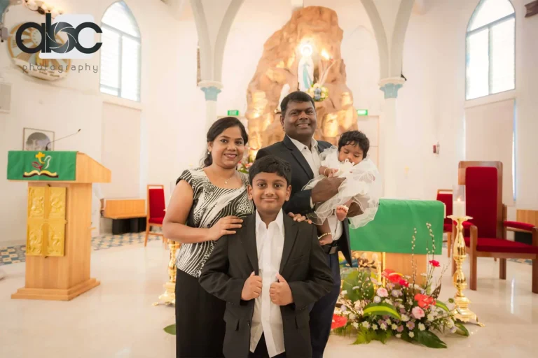 Family portrait at church event