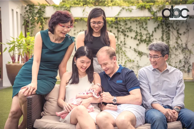 Family portrait with newborn baby