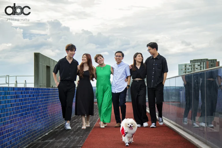 Rooftop family photoshoot with dog Singapore