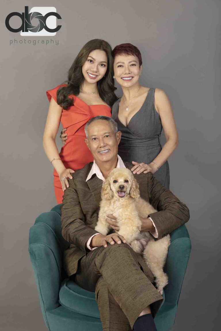 Family portrait with pet dog Singapore