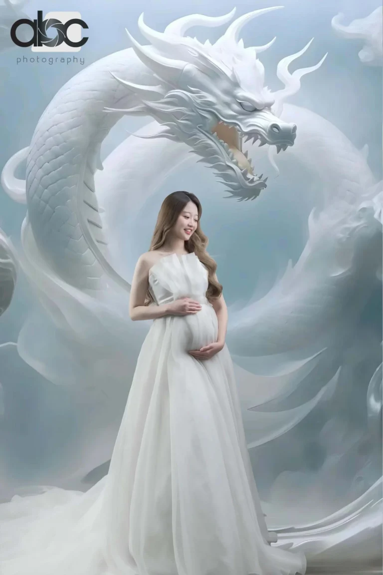 Maternity photoshoot with dragon theme