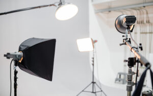 Professional studio lighting equipment setup.