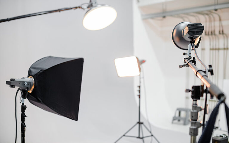 Professional studio lighting equipment setup.